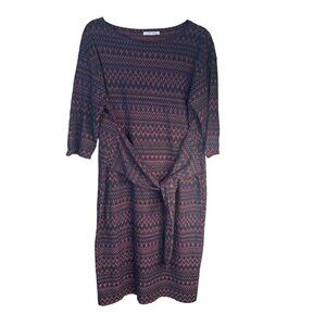 2/$30 ZARA Trafaluc Multicolor Knit Midi Dress M With Zigzag Pattern Boat Neckli